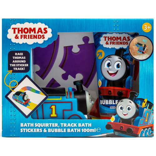(HIDDEN) Thomas the Tank Engine Bath Squirter, Track Bath Stickers & Bubble Bath 100ml (NEW)