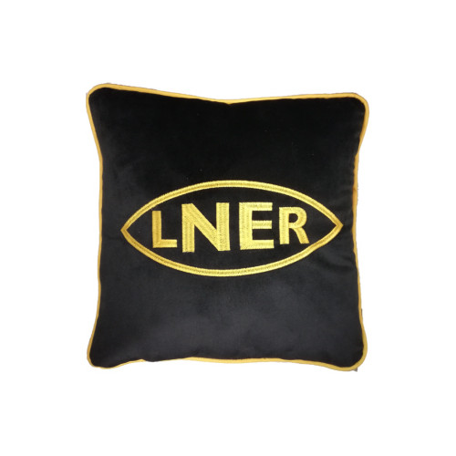 Railway Heritage Cushion - L.N.E.R. Emb. Yellow on Black (12" Square)