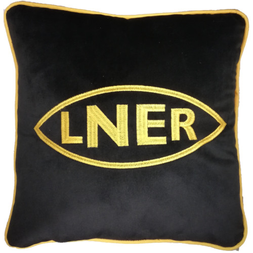 Railway Heritage Cushion - L.N.E.R. Emb. Yellow on Black (12" Square)