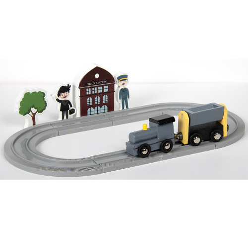 Let's Learn Wooden Steam Train with Track & Figures / Building (NEW)