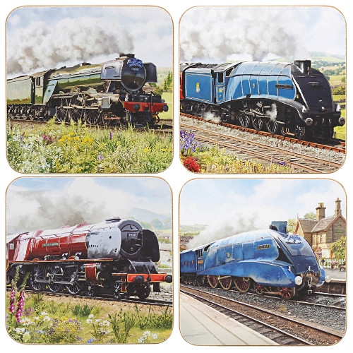 Classic Trains Coasters - Set of 4 (in window box) (11 x 11cm) (NEW)