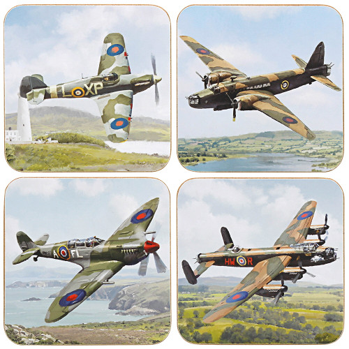 Classic Planes Coasters - Set of 4 (in window box) (11 x 11cm) (NEW)