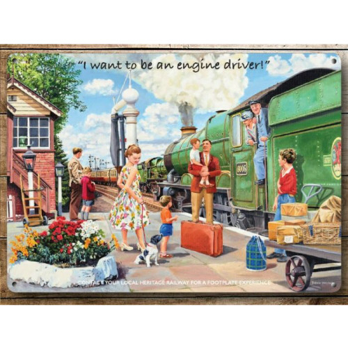 Medium Metal Sign (RL): I Want To Be An Engine Driver