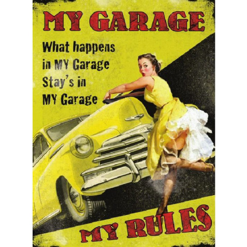 Medium Metal Sign (HU): My Garage, My Rules (E.O.L.) - SAVE 10% !!