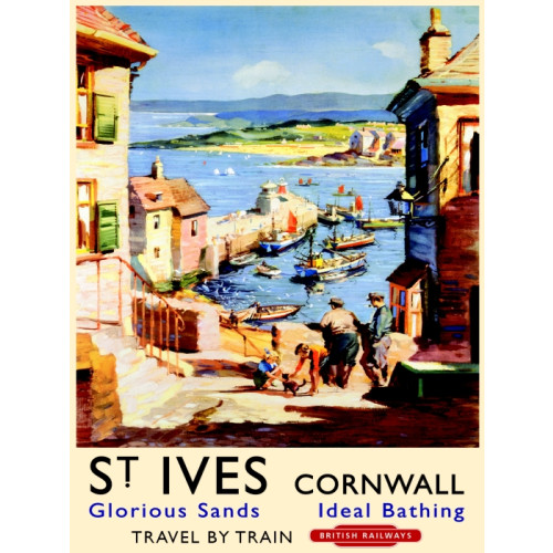 Mini Metal Sign (RL): St. Ives Cornwall - Travel By Train