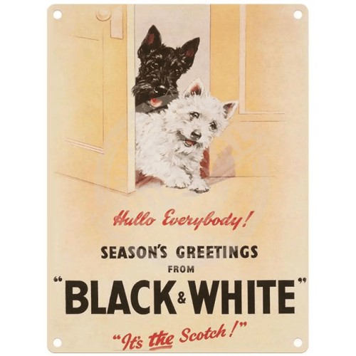 Mini Metal Sign (FH): Black & White Scotch (E.O.L.) - SAVE 15% !!