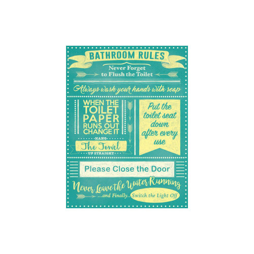 Mini Metal Sign (FH): Bathroom Rules