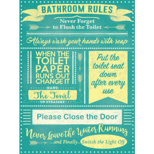 Mini Metal Sign (FH): Bathroom Rules