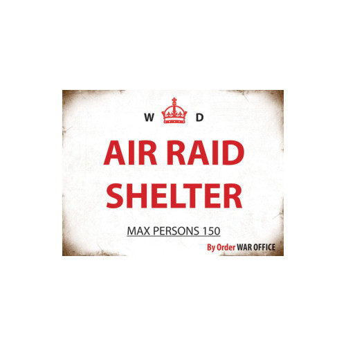 Mini Metal Sign (MW): War Dept - Air Raid Shelter