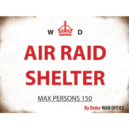 Mini Metal Sign (MW): War Dept - Air Raid Shelter