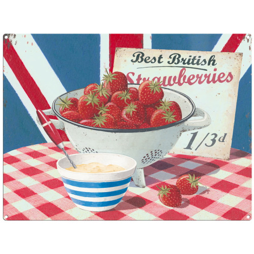 Mini Metal Sign (FH): Best British Strawberries