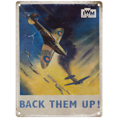 Mini Metal Sign (IWM): Spitfire - Back Them Up!