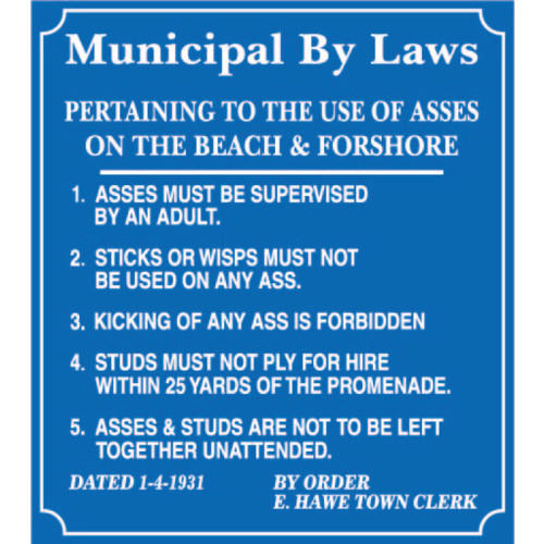 Replica E/S: Municipal Byelaws - Use of Asses on Beach & Forshore