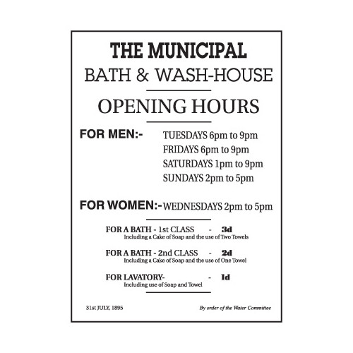 Replica E/S: Bath & Wash House - Opening Hours