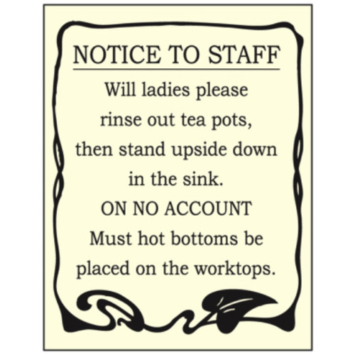Replica E/S: Notice to Staff - Hot Bottoms