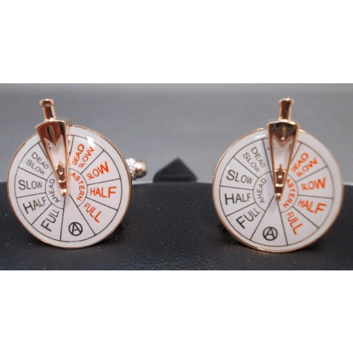 Brass/ Rhodium Plated Cufflinks - Ship's Telegraph with Handle