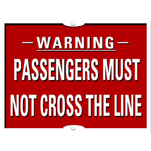 Mini Metal Sign (RL): Warning - Passengers Must Not Cross The Line