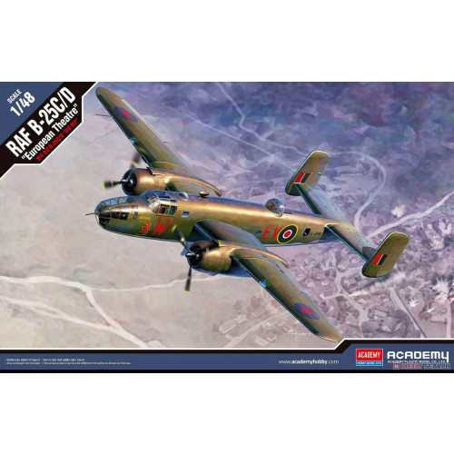 Academy 1:48 Aircraft Kit - British RAF B-25C/D "European Theatre" Bomber Aircraft