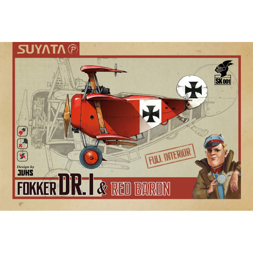 Suyata 1:72 (appx.) 'Cartoon Series' Snap-Together Kit - German Air Force Fokker Dr.I Fighter Aircraft & "Red Baron" Figure (NEW)