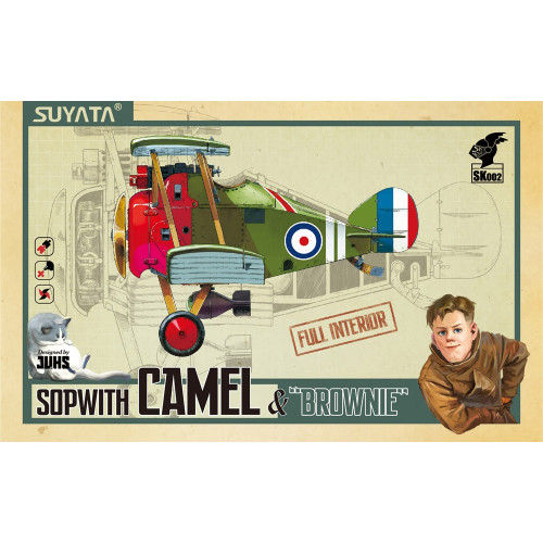Suyata 1:72 (appx.) 'Cartoon Series' Snap-Together Kit - British RAF Sopwith Camel Fighter Aircraft & "Brownie" Figure (NEW)