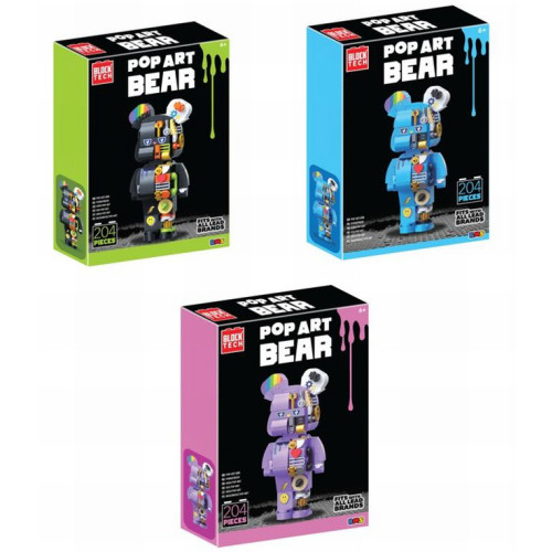 Block Tech Pop Art Bear Kit Small 204 Pcs (3 asstd.) (22x15x5cm) (6+ YRS)