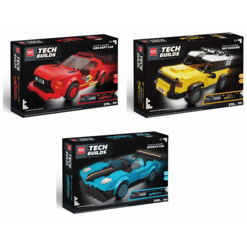 Block Tech Tech Builds Light & Sound Car Kit with P/B Motor 249 Pcs (3 asstd.) (38x26x6cm) (6+ YRS)