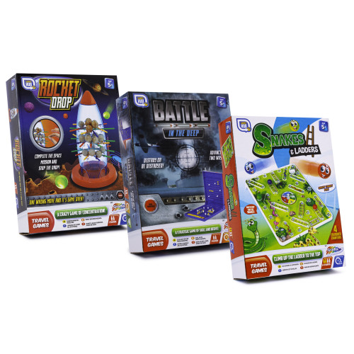 Games Hub Travel Games - Battle / Snakes & Ladders / Rocket Drop (3 asstd.) (20x14.5x4cm) (5+ YRS) (E.O.L.)