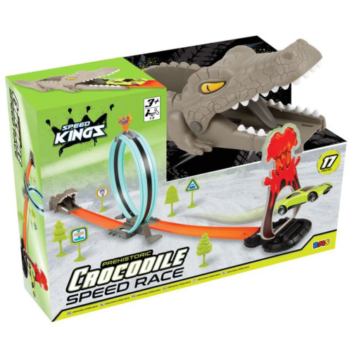 Speed Kings Prehistoric Crocodile Speed Race 17 Pce (33x23.5x9cm) (3+ YRS) (E.O.L.)