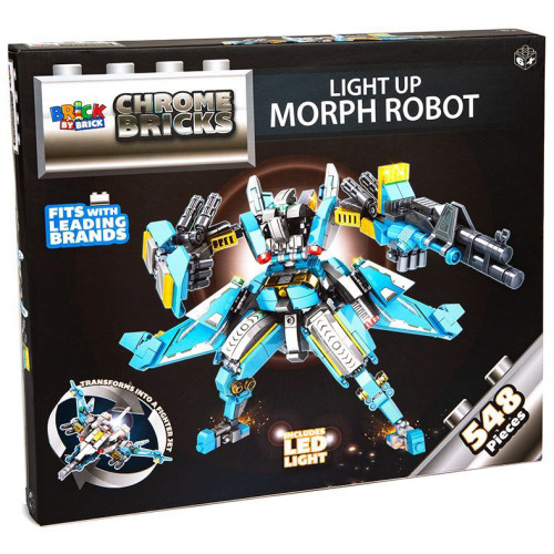 Block Tech Chrome Bricks LED Light-Up Morph Robot 548 Pcs (35x30x4cm) (6+ YRS) (Due In)