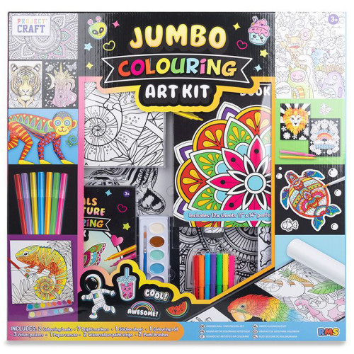 Jumbo Colouring Art Kit with 12 Colouring Sheets (52x38x4cm) (3+ YRS) (Due In)