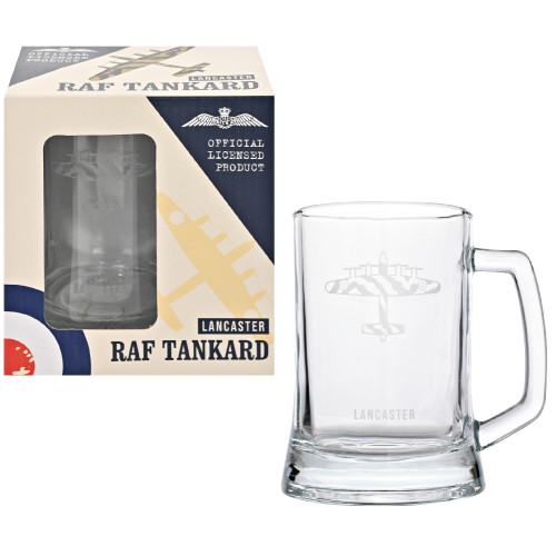 RAF Etched Glass Tankard - Lancaster Bomber (135x125x100mm) (boxed)