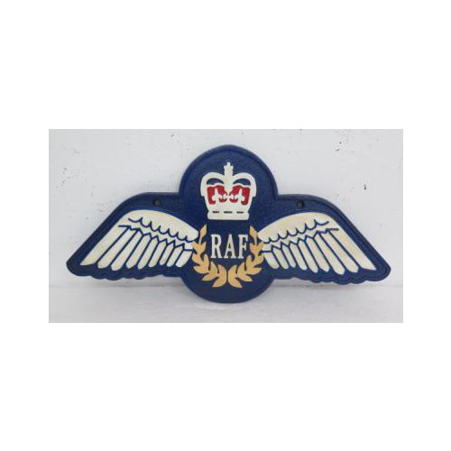 Cast Iron Plaque: Royal Air Force (RAF) Winged Sign (17 x 35 x 0.5cm)