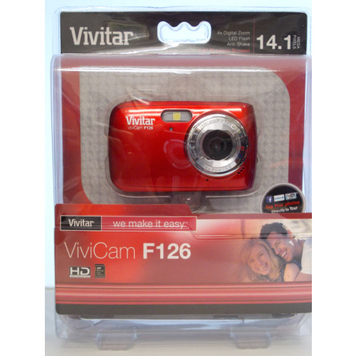 Vivitar F126 Digital Camera - Red 14.1 MP, 4 x Zoom, 1.8in Screen) (E.O.L.) - SAVE 65% !!