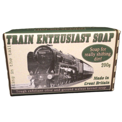 Retro Soaps: Train Enthusiast's Exfoliating Soap Bar with Olive & Walnut 190g