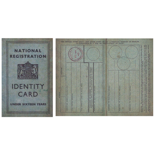 Replica National Registration Identity Card - Under Sixteen Years (WW2)
