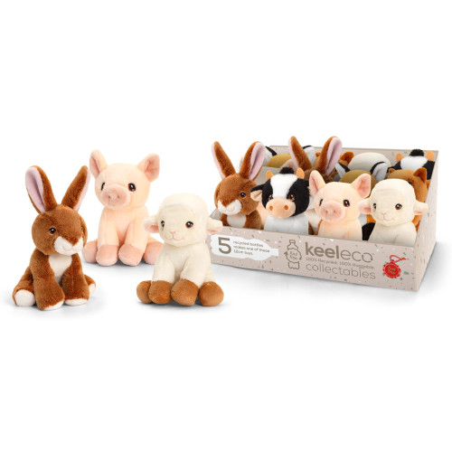Keeleco Collectables 100% Recycled Soft Toy: Farm Animals 14cm (6 asstd.) (CDU)
