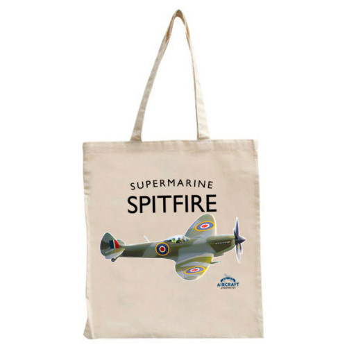 British Aircraft of WWI & WWII Bag: Cotton Tote Bag Spitfire