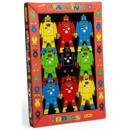 Schylling Wood Stacking Robots - Set of 9 (29x20x2.5cm) (3+ YRS) (E.O.L.) - SAVE 15% !!