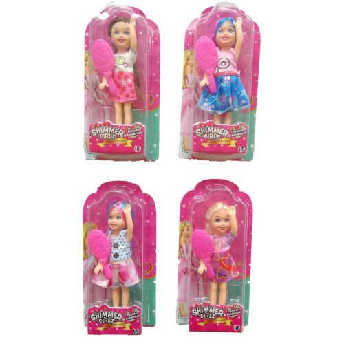 Shimmer Girlz Cutie Princess Doll with Brush 14cm (4 asstd.)