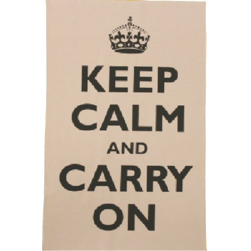 Tea Towel: Keep Calm (Black on Cream) (in clear hanger bag)