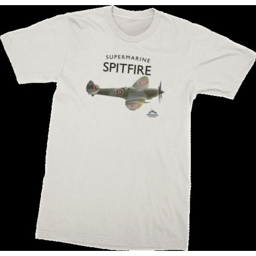 British Aircraft of WWI & WWII T-Shirt: Spitfire (White) - X-Large