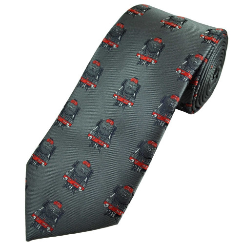 Men's Tie: The Flying Scotsman Front View on Grey