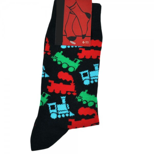 Socks Adults Size 6-11: Steam Trains - Red, Green & Blue (The Tie Studio)
