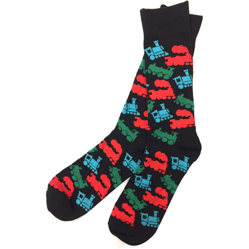 Socks Adults Size 6-11: Steam Trains - Red, Green & Blue (The Tie Studio)
