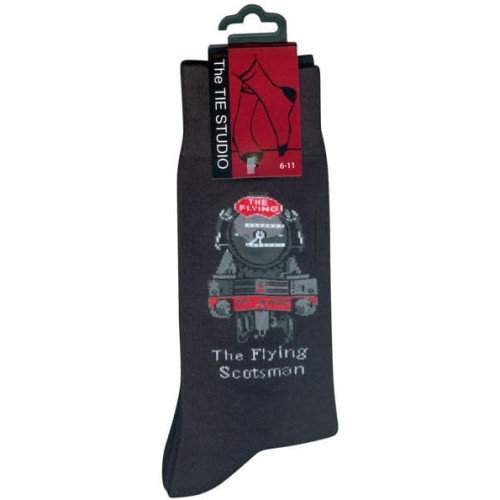 Socks Adults Size 6-11: The Flying Scotsman Front View on Black (NEW)