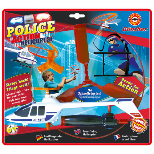 Gunther Police Action Helicopter Flying Toy (32 x 27cm) (6+ YRS)