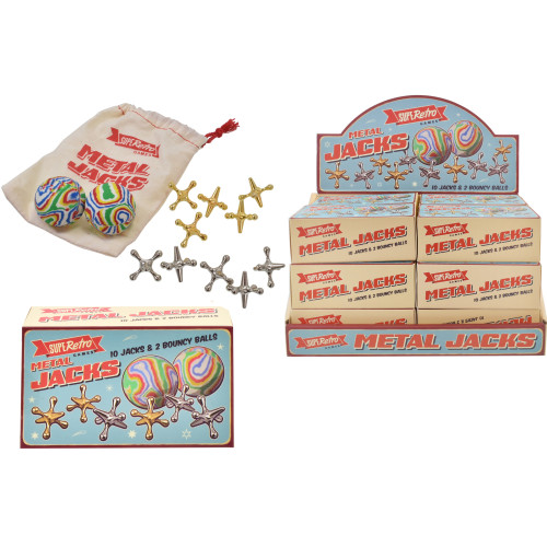 SupeRetro Metal Jacks Game with Drawstring Bag & P/Box (CDU)
