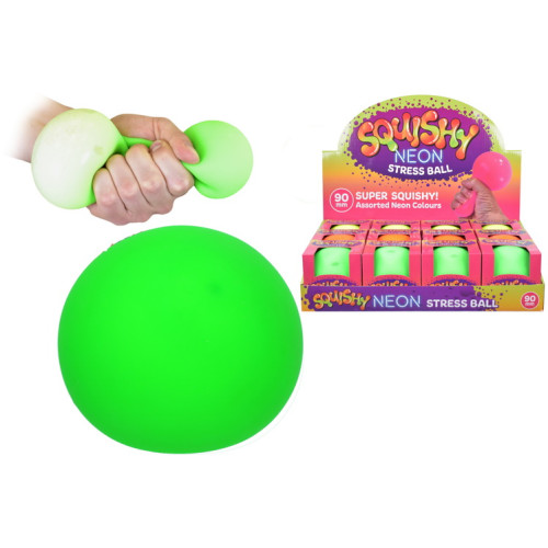 Super Squishy 90mm Neon Stress Ball (3 asstd.) (CDU)