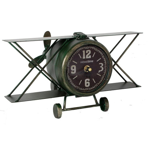 Hometime Metal Mantel Clock - Biplane (18x31x24cm) (E.O.L.)