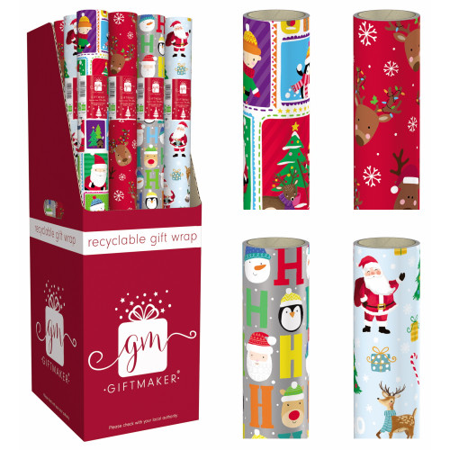 Xmas Roll Wrap 7m - Cute Children's Designs XBFGW126 (4 asstd.) (NEW)